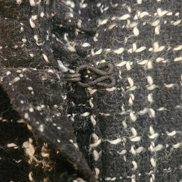 White House Black Market Wool Blend Tweed Coat Size 10 Black Plaid Red Trim - Picture 6 of 11